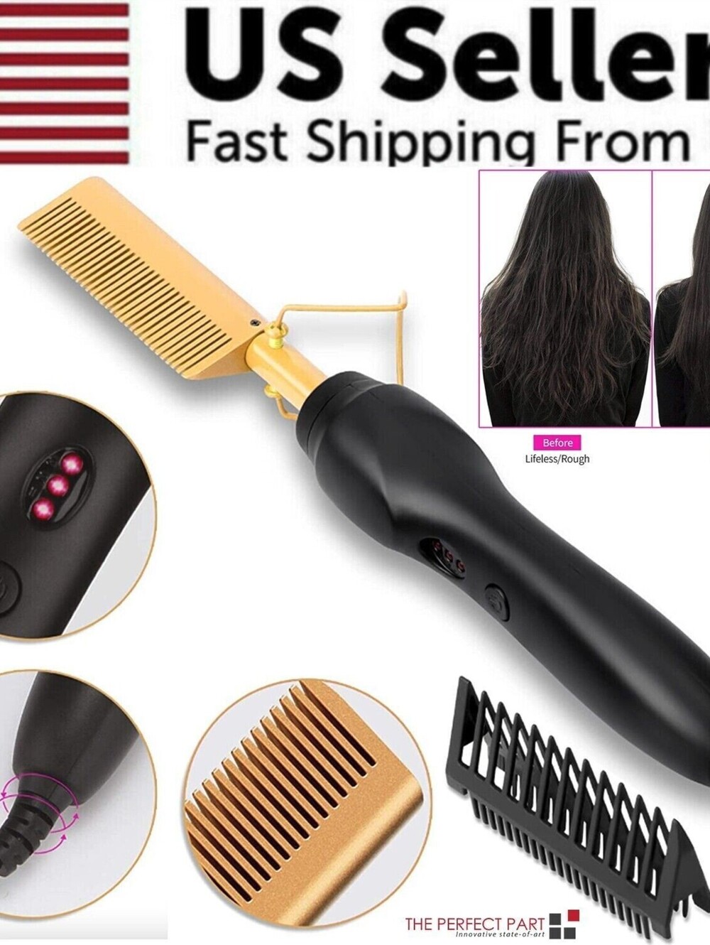 Hair Straightener Comb Pro Electric Beard Straightening Comb Heat Hot Comb Press